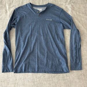 Columbia Blue Long Sleeve Henley Shirt
